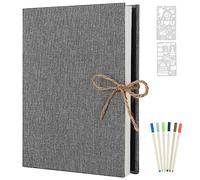 AIOR Linen Photo Album Self Adhesive 4x6 5x7, Vintage Scrapbook 60 White Pages DIY Memory Book, Wedding Anniversary Presents Birthday Christmas Gifts (Grey)