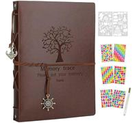 AIOR Photo Album Self Adhesive Scrapbook, Leather Family Scrap Books 40 White Pages, DIY Anniversary Memory Book for Baby Wedding (Tree)