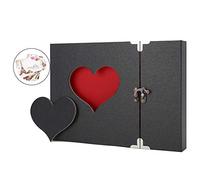 AIOR Photo Albums Scrapbook, DIY Scrap books Personalized Memory Book, Vintage Love Heart 50 Black Pages Wedding Guest Book, Birthday Gift for Women Wife Girls, Black