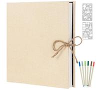 AIOR Self-Adhesive Photo Album Gluing and for DIY Large Linen Photo Albums Retro Scrapbook 60 White Pages Birthday, 33 x 32 cm (White)