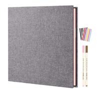 AIOR Self Adhesive Photo Album Magnetic Scrapbook, Linen Vintage Scrap Book 40 White Pages Anniversary Memory Book, Birthday Gifts Wedding Anniversary Presents, Grey (28x27cm)