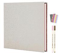 AIOR Self Adhesive Photo Album Scrapbook, Linen Hardcover Travel Scrap Books 20 Sheets / 40 Pages, DIY Anniversary Memory Book for Baby Wedding Family, Beige (28x27cm)