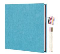 AIOR Self Adhesive Photo Album Scrapbook, Linen Hardcover Travel Scrap Books 20 Sheets / 40 Pages, DIY Anniversary Memory Book for Baby Wedding Family, Sky blue (28x27cm)