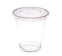 AIOS 50 x Recyclable PET Takeaway Cups with Flat Cross Hatch Lids. for Drinks on The Move. (400ml/14oz)