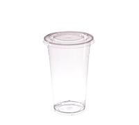 AIOS 50 x Recyclable PET Takeaway Cups with Flat Cross Hatch Lids. for Drinks on The Move. (Small: 300ml/10.6oz)