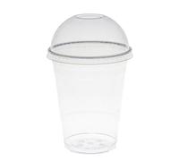AIOS 50 x Smoothie Cups with Dome Lids Made from Stronger Gauge Recyclable PET (300ml/11oz)