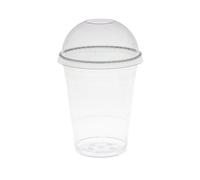 AIOS 50 x Smoothie Cups with Dome Lids Made from Stronger Gauge Recyclable PET (600ml/20oz)
