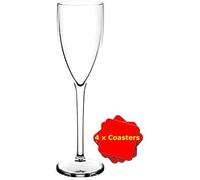 AIOS 6 x Champagne Flutes, Unbreakable Polycarbonate Ideal for picnics, Outdoor Pool, BBQ, Garden. Washable and Reusable. Dishwasher Safe.