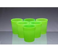AIOS Dishwasher Safe Stackable Green Plastic Cups/Beakers/Tumblers 250ml (Set of 6)