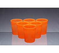 AIOS Dishwasher Safe Stackable Neon Orange Plastic Cups/Beakers/Tumblers 250ml (Set of 6)