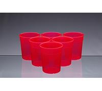 AIOS Dishwasher Safe Stackable Neon Red Plastic Cups/Beakers/Tumblers 250ml (Set of 6)