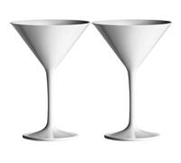AIOS Pair of White Martini Cocktail Glasses Made from Unbreakable Polycarbonate. Ideal for Celebrations and Something a Little Different in a Satin White Finish.