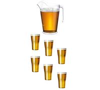 AIOS Pitcher & Pint Glasses Set. Includes a 3 Pint Pitcher and 6 Unbreakable Plastic Pint Glasses.