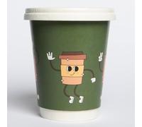 AIOS Plastic Free Aqueous Double Walled Coffee Cups with Sip Thru Lids 12oz - Cupster Design (50)