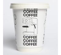 AIOS Plastic Free Aqueous Double Walled Coffee Cups with Sip Thru Lids 12oz - Tea/Coffee Design (50)