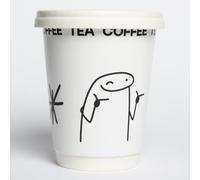 AIOS Plastic Free Aqueous Double Walled Coffee Cups with Sip Thru Lids 12oz - Wink Design (50)