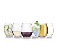 AIOS Set of 6 Tritan BPA Free Unbreakable Stemless Wine Glasses. Capacity 390ml/12oz