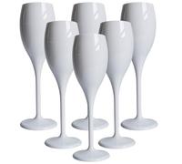 AIOS Set of 6 Unbreakable Polycarbonate Plastic White Champagne Flutes/Prosecco Flutes. Capacity150ml