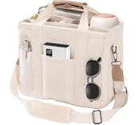 AioTio Large-capacity Multi-pocket Shoulder Bag Handbag with 12 Compartments Suitable for Working People and Mothers and Traveling-White