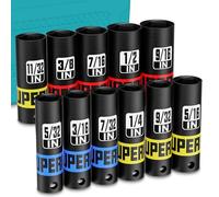 Aiourx 11 Piece 1/4" Drive Impact Socket Set, 5/32" - 9/16" Deep Socket, SAE, 6 Point, CR-V, Auto Repair Bicycle Maintenance and Furniture Assembly