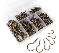 Aipaide 135 PCS Screw Hooks 6 Sizes Vintage Bronze Cup Hooks for Mug Hanging Christmas Lights Plants Indoors Outdoors Use