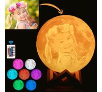 AIPILEI Custom Photo Moon Lamp Personalised Stand,Custom Moon Light with 3D Photo 16 Colors USB Charging Touch Moon Night Light,Birthday,Thanksgiving,Christmas (10CM)