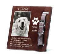 AIPILEI Personalized Dog Memorial Gifts for Loss of Dog,Pet Memorial Gifts,Custom Dog Memorial Picture Frame,Dog Collar Frame,Pet Loss Gifts,Remembrance Gifts for Loss of Loved Pets Dog (7.8x7.8inch)