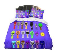 AIPILEI Sprunki Bedding 3 Piece 1 Set Printing Duvet Cover and 2 Pillowcase, Sprunki Merch Horror Game Bedding Super Soft Comforter Lightweight Set (Type 4, Double/200 * 200cm)