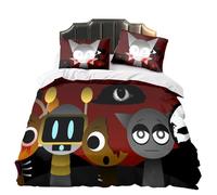 AIPILEI Sprunki Bedding 3 Piece 1 Set Printing Duvet Cover and 2 Pillowcase, Sprunki Merch Horror Game Bedding Super Soft Comforter Lightweight Set (Type 1, Single/135 * 200cm)