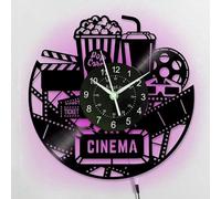 AIPILEI Vinyl Wall Clock, Popcorn Cinema Package Themed Pattern Wall Clock with LED Night Light, a Wall Clock Gift for Friends Who Love Movies