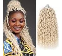 Aipin Goddess Locs Crochet Braids 14 Inch Boho Hippie Wavy Locs Crochet Braids with Middle Curly Hair Ends (7Packs, 14 Inch, 613#)