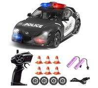 Aipinvip RC Drift Police Car 1:24 Toy Vehicle - High Speed Racing 4WD Remote Control With 2.4Ghz Controller, 2 Batteries, Lights, Alarm Bell for Kids and Adults