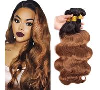 AiPliantfis Body Wave Human Hair Bundles Brown Extensions Real Hair Brazilian Remy Hair Double Weft 1B30 Ombre Real Hair Wefts Brazilian Hair Bundles 100 g/PC 300 g Total 24 26 28