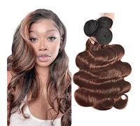 AiPliantfis Body Wave Human Hair Bundles Brown Extensions Real Hair Brazilian Remy Hair Double Weft P430 Highlight Brown Real Hair Wefts Brazilian Hair Bundles 100 g/PC 300 g Total 26 28 30