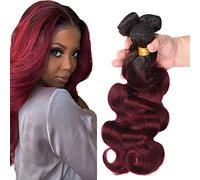 AiPliantfis Body Wave Human Hair Bundles Burgundy Extensions Real Hair Brazilian Remy Hair Double Weft 1B99J Ombre Real Hair Wefts Brazilian Hair Bundles 100 g/PC 300 g Total 24 26 28
