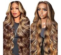 AiPliantfis Body Wave Human Hair Wig Blonde Real Hair Women's 13 x 6 Lace Glueless Wig Wear and Go P427 Highlight Pre Plucked 150% Density Unprocessed Brazilian Remy Hair 18 Inches / 45.6 cm