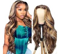 AiPliantfis Body Wave Human Hair Wig Blonde Real Hair Women's 4x4 Lace Glueless Wig Wear and Go P427 Highlight Blonde Pre Plucked 150% Density Unprocessed Brazilian Remy Hair 30 Inches (76 cm)