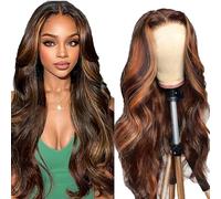 AiPliantfis Body Wave Human Hair Wig Brown Real Hair Wig Women's 4 x 1 Lace Glueless Wig Wear and Go P430 Highlight Pre Plucked 150% Density Unprocessed Remy Hair 32 Inches (81 cm)