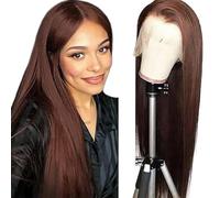 AiPliantfis Brown 13x6 Lace Front Wig, Bone Straight Human Hair, 150% Density, Virgin Hair, 30 Inch, Wig