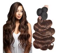 AiPliantfis Brown Human Hair Bundles Body Wave Brazilian Hair Bundles Real Hair Wefts P430 Highlight Double Weft Grade 8A Unprocessed Virgin Brazilian Remy Hair 28 30 32 Inches