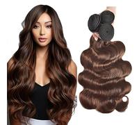 AiPliantfis Brown Human Hair Bundles Body Wave Brazilian Hair Bundles Real Hair Wefts P430 Highlight Double Weft Grade 8A Unprocessed Virgin Brazilian Remy Hair 30 32 34 Inches