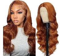 AiPliantfis Glueless Wig Human Hair Wig Real Hair Wig Women's Body Wave Wig Women's Real Hair #30 Brown 4x1 Lace Natural Hairline with Baby Hair Minimal Smell 34 Inches (86 cm)