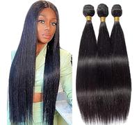 AiPliantfis Human Hair Bundles Straight Brazilian Hair Bundles Real Hair Wefts Natural Black Double Weft Grade 8A Unprocessed Virgin Brazilian Remy Hair 12 14 16 Inches