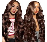 AiPliantfis Human Hair Wig Glueless Wig Wear and Go Real Hair Wig Women's Body Wave 13 x 6 Lace #4 Chocolate Brown Pre-Plucked 150% Density Real Unprocessed Remy Hair 18 Inches