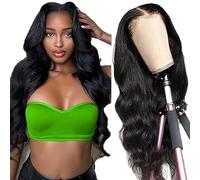 AiPliantfis Human Hair Wig Glueless Wig Wear and Go Real Hair Wig Women's Body Wave 13 x 6 Lace Natural Black Pre Plucked 150% Density Real Unprocessed Remy Hair 20 Inches / 51 cm