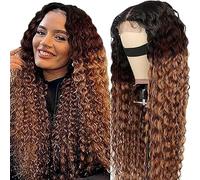 AiPliantfis Human Hair Wig Glueless Wig Wear and Go Real Hair Wig Women's Curly Wave 4X4 Lace 1B/4/30 Ombre Brown Pre Plucked 150% Density Real Unprocessed Remy Hair 28 Inches (71 cm)