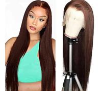 AiPliantfis Human Hair Wig Glueless Wig Wear and Go Real Hair Wig Women's Straight 13 x 6 Lace #4 Chocolate Brown Pre Plucked 150% Density Real Unprocessed Remy Hair 30 Inches (76 cm)