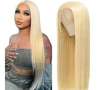 AiPliantfis Human Hair Wig Glueless Wig Wear and Go Real Hair Wig Women's Straight 13 x 6 Lace #613 Blonde Pre Plucked 150% Density Real Unprocessed Remy Hair 20 Inches / 51 cm