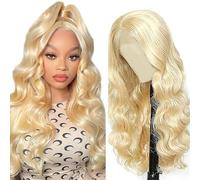 AiPliantfis Real Hair Wig Women's Glueless Wig Human Hair Wig Body Wave Wig Women's Real Hair #613 Blonde 4x1 Lace Natural Hairline with Baby Hair Minimal Smell 32 Inches (81 cm)