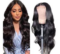 AiPliantfis Real Hair Wig Women's Glueless Wig Human Hair Wig Body Wave Wig Women's Real Hair Natural Black 4x1 Lace Natural Hairline with Baby Hair Minimal Smell 14 Inches (35.5 cm)